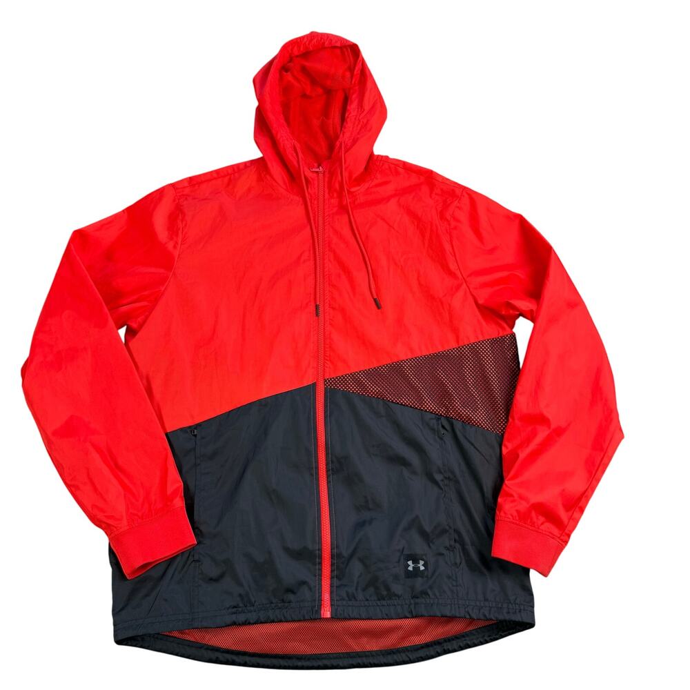 Under Armour Men's Red Hooded Windbreaker Jacket Size L